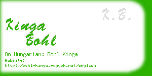 kinga bohl business card